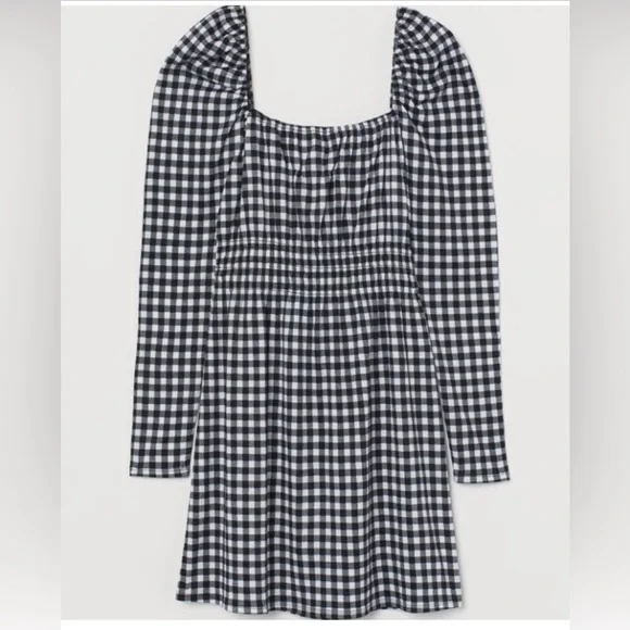 black and white plaid dress h&m H&M Houndstooth Plaid Work Dress 6
